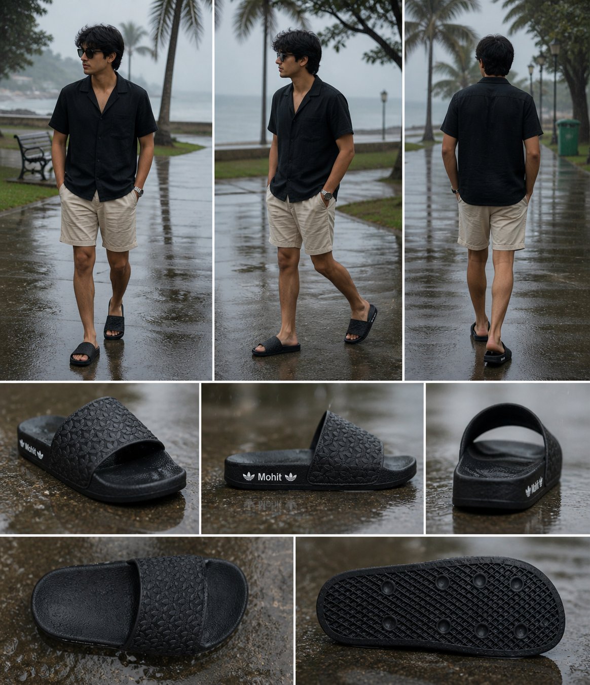 JMRX Men Leather Flip Flops